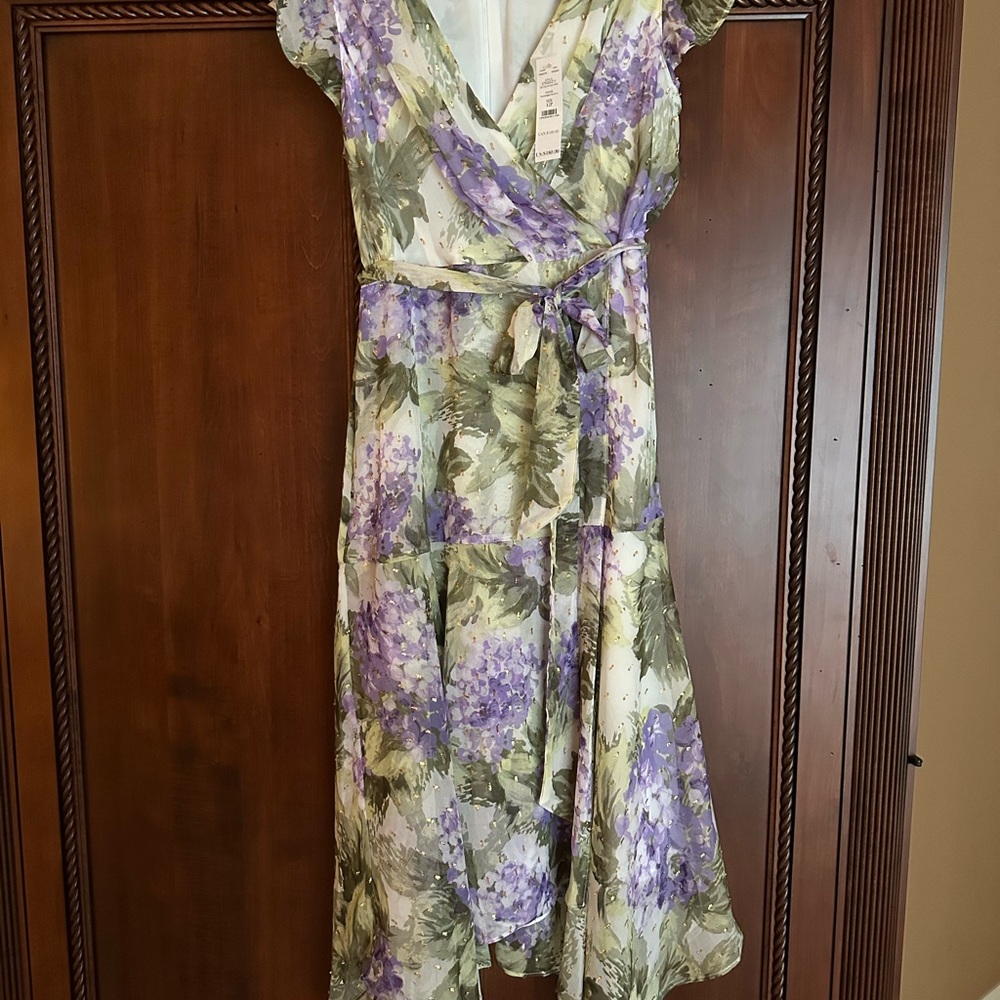 Purple and Yellow Ruffled Tiered High Low Sundress White House Black Market NWT